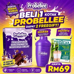 PAKEJ PERCUBAAN ( 1 KOTAK PROBELLEE PROBIOTIK + FREE SHAKER + FREE PADORYX )